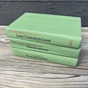 D.H. Lawrence Novels, Set of Three Books, Green Vintage Hardcovers